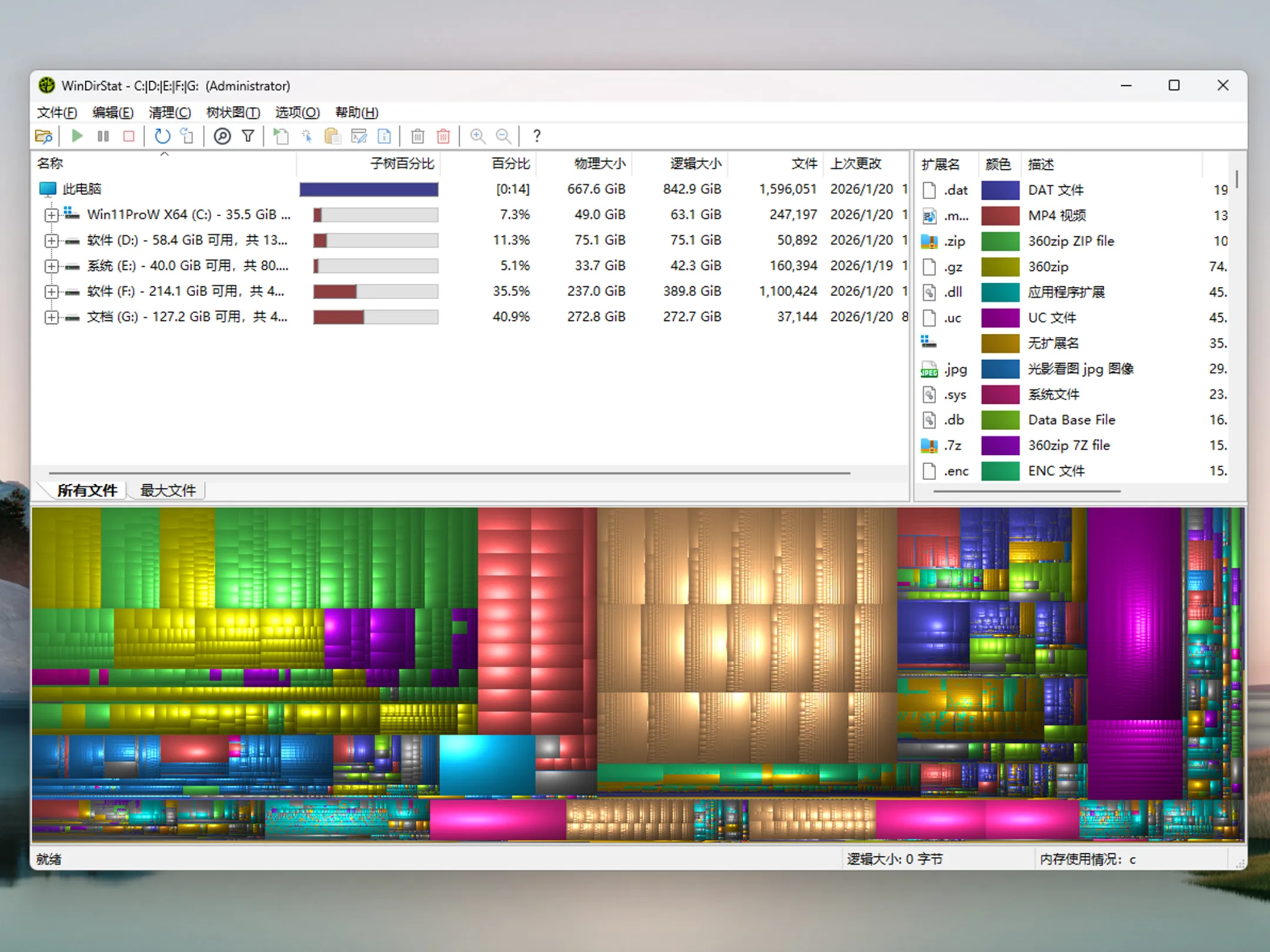 磁盘使用统计和清理工具WinDirStat v2.5.0